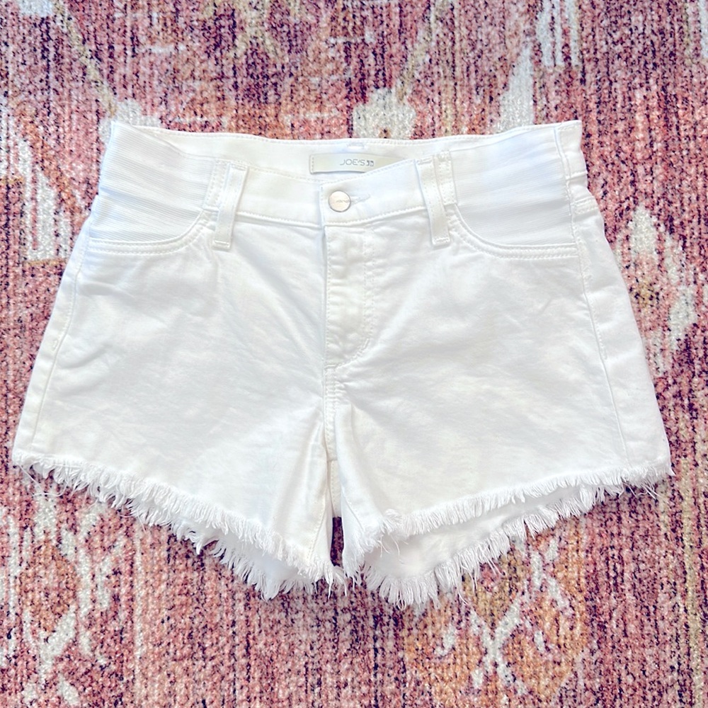 Joe’s maternity cutoff white denim shorts